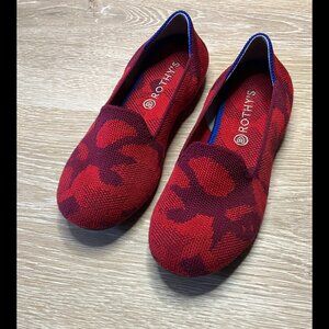 Rothy's Red Camo Ballet slip on Flats Retired Camouflage Print EUC US Size 1